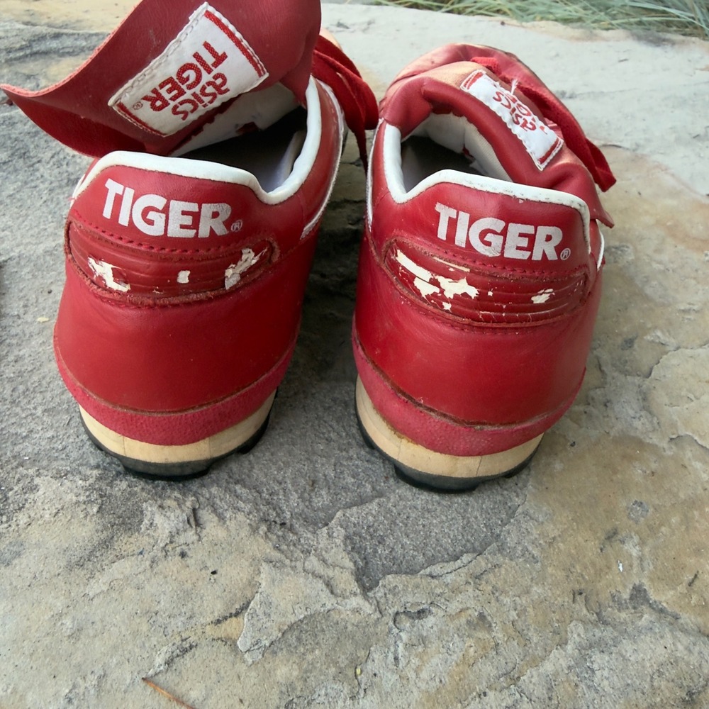 Asics Tiger Onitsuka Soccer Cleats Mens 11 Red White Vintage Turf Shoes - Picture 9 of 10